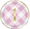 Розовые тарелки на первый день рождения, 8 шт.