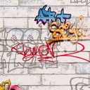 Tapeta na stenu papierová Mládežnícka šedá TEHLA 3D farebné GRAFFITI 10m Značka AS Creation