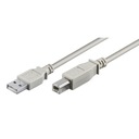 USB-кабель (2.0), USB A M - USB B (M), 3 м, серый, полиэтиленовый пакет