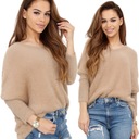 SWETER SWETEREK DAMSKI KOBIECY WYGODNY MODNY ALPAKA SEREK KARMELOWY 2191