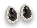 Серебряные зажимы для ушей с черным кристаллом