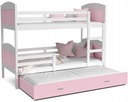 Кровать двухъярусная 190х80 белый розовый MATEUSZ 3