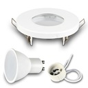Oprawa wpuszczana halogen IP44 biała łazienka podbitka + LED GU10 7W 6000K