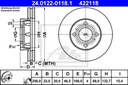 DISCO DE FRENADO PARTE DELANTERA AUDI 80 86-91 ATE 24.0122-0118.1 