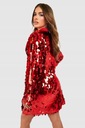 Boohoo NG6 prekvapivé mini oversize šaty flitre XXL Dominujúca farba červená