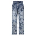 Patchworkové dámske džínsy Y2K Streetwear Baggy Strai