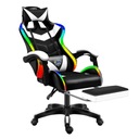 LED-es hátmasszírozó szék GAMER FORGATHATÓ JÁTÉKOS +LÁBTARTÓ! Bútor magassága 123 cm
