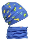 Весенняя шапка и шарф для мальчика ДИНОЗАВРЫ 1-3 лет.