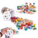 ДЕРЕВЯННЫЕ БЛОКИ 100 ШТ. ЦВЕТНЫЕ СОРТИРОВКИ ВЕДРО ECOTOYS