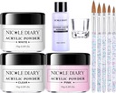 НАБОР АКРИЛОВЫХ НОГТЕЙ 3x ПОРОШКОВЫЕ ЖИДКИЕ ФОРМЫ КИСТИ NICOLE DIARY 0E1