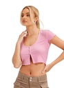 NLY TREND damska różowa prążkowana bluzka na lato XS Szerokość pod pachami 41 cm