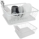 БЕЛАЯ ПОДСТАВКА ДЛЯ СУШКИ ПОСУДЫ С ПОДДОНОМ