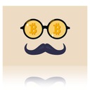 Plakat Bitcoin BTC okulary i wąsy Kryptowaluty A2