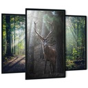 СОВРЕМЕННЫЙ НАБОР ИЗ 3 КАРТИН В РАМКЕ ГОСТИНАЯ СПАЛЬНЯ ТОЛСТАЯ РАМКА ЛЕСНОЙ ОЛЕНЬ