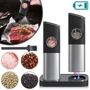 2X MŁYNEK ELEKTRYCZNY DO PIEPRZU SOLI PRZYPRAW USB Z OŚWIETLENIEM LED