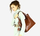 Kožená dámska kabelka taška SHOPPER cez rameno Hlavná tkanina prírodná koža