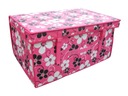 Текстильный сундучок, коробка, контейнер, цветы, розовый, XL