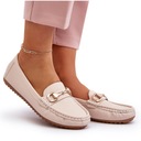 КЛАССИЧЕСКИЕ ЖЕНСКИЕ МОКАСИНЫ ИЗ ЭКО КОЖИ С БЕЖЕВЫМ ДЕКОРОМ 38