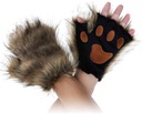 ПЕРЧАТКИ БЕЗ ПАЛЬЦЕВ МЕДВЕДИ КОША ЛАПКИ ТЕПЛЫЕ ЗИМНИЕ ВОЛОСАТЫЕ