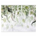 ФОТОобои БЕТОННЫЕ ЗЕЛЕНЫЕ ЛИСТЬЯ ВИСЯЩИЕ ТРОПИКИ НА СТЕНУ СПАЛЬНИ 400х280