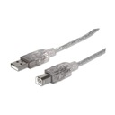 Manhattan 333405 USB-кабель 1,8 м USB 2.0 USB A USB B Серебристый