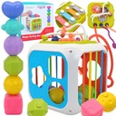 MONTESSORI OKTATÓ KOCKA 7in1 CIMBALOM ÉPÍTŐKOCKA RADÍR Anyag műanyag