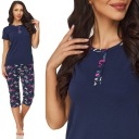 ЖЕНСКАЯ ХЛОПКОВАЯ ПИЖАМА БРЮКИ С КОРОТКИМ РУКАВОМ И ПУГОВИЦАМИ 3/4