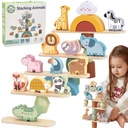 UKŁADANKA W STOSY BALANSUJĄCE DREWNIANE ZWIERZĄTKA MONTESSORI WOOPIE GREEN