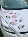 Оформление автомобиля, украшение свадебного автомобиля, розы, гвоздики, пудрово-розовый.