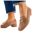 BEŻOWE MOKASYNY PÓŁBUTY NA OBCASIE KLOCKU OZDOBNA SPRZĄCZKA LEKKIE r 39