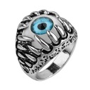 Punk Retro niebieski pierścionek z piórkiem kobiety mężczyźni srebrny kreatywny anioł Waga 50 g