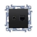 АНТЕННОЕ РАЗЪЕМ ТИП F + RJ45 кат.5e SIMON 10 CASFRJ455.01/49 МАТОВЫЙ ЧЕРНЫЙ