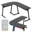 Угловой игровой стол HUZARO черный компьютерный RGB LED Bluetooth