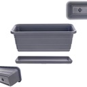 БАЛКОННЫЙ ЦВЕТОЧНЫЙ ГОРШОК КОРОБКА ЦВЕТОЧНЫЙ ГОРШОК 40см + ПОДСТАВКА АНТРАЦИТОВЫЙ