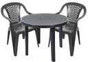 КОМПЛЕКТ ПЛАСТИКОВЫХ СТУЛЬЕВ 2+1, САДОВЫЙ СТОЛ ГРАФИТ