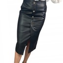 D455 ЮБКА из экокожи с разрезом и пуговицами, размер 46.