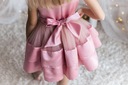 Tylové ružové šaty pre dievčatko ples svadba 134/140 Odtieň špinavý ružový (dusty pink)