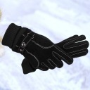 1PAIR ЧЕРНЫЙ LEATHER THERMAL GLOVES WINDPROOF FOR CYCLING AND OUTDOOR SPORTS  фото 6