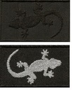 вышивка пара гекконов серо-черная SM термонашивка для курток, толстовок