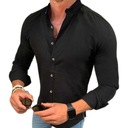 Хлопковая мужская повседневная рубашка с воротником-стойкой