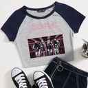 Príťažlivé dievčenské tričko Kpop Born Pink Woman's Crop