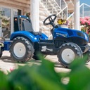 FALK Traktor na Pedały New Holland Duży z Przyczepką od 3 lat Kolor Niebieski