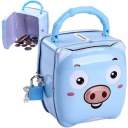 ДЕТСКАЯ КОПИЛКА МЕТАЛЛИЧЕСКАЯ СВИНЬЯ ОТКРЫТАЯ СИНЯЯ + ЗАМОК