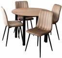 Набор из круглого стола и 4 велюровых стульев Бежевого цвета Столовая Кухня Гостиная Лофт
