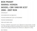 CÔTÉ DÉFLECTEUR D'AIR PROTECTION CASQUETTE DROIT HONDA CBR 1000 RR CBR1000 RR SC57 06-07photo 8