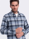 Flanelowa koszula męska w kratę niebiesko-szara V1 OM-SHCS-0150 XL EAN (GTIN) 5902228931430