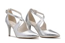 Серебряные кожаные танцевальные туфли с ремешками 36