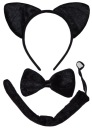КОМПЛЕКТ НАРЯДА КОШКА КОТЕНОК ПОВЯЗКА НА ГОЛОВУ УШИ ХВОСТ ГАЛСТУК-БАБОЧКА 120