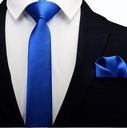 Мужской однотонный синий галстук + синий нагрудный платок