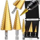 MOCNE WIERTŁA STOŻKOWE CHOINKOWE WIERTŁO STOPNIOWE DO METALU ZESTAW 4-32MM